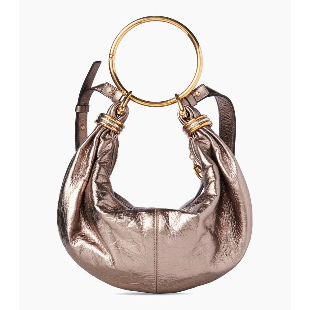 CHLOÉ SMALL BRACELET HOBO BAG IN METALLIZED LEATHER
